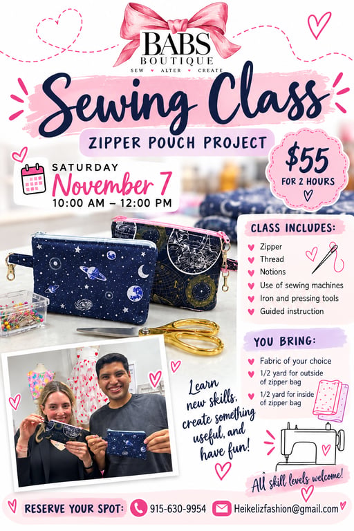 Sewing Class November 7th 10am-12pm