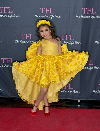 Buttery Yellow 3D Flower Dress - thumbnail 1