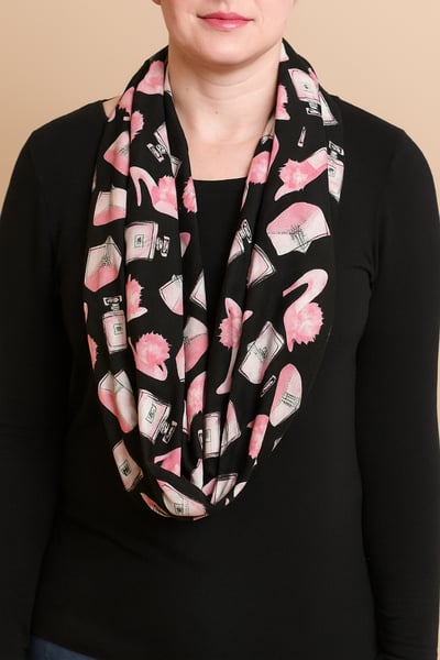 Infinity scarf with pocket- shopping theme - thumbnail 1